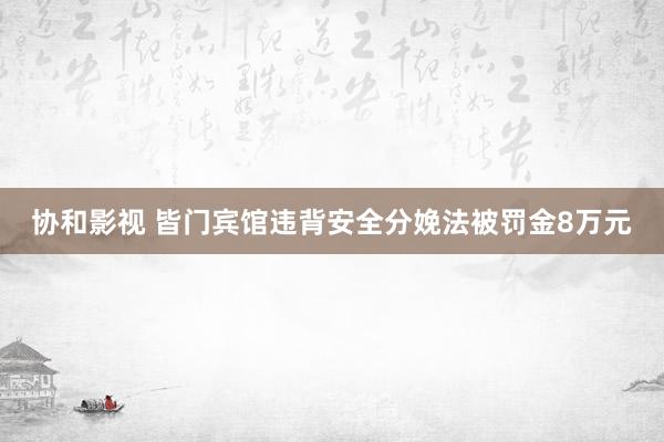 协和影视 皆门宾馆违背安全分娩法被罚金8万元