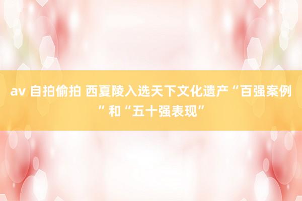 av 自拍偷拍 西夏陵入选天下文化遗产“百强案例”和“五十强表现”
