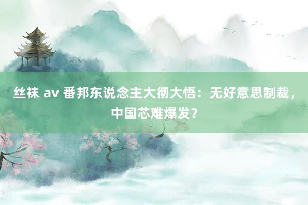 丝袜 av 番邦东说念主大彻大悟：无好意思制裁，中国芯难爆发？