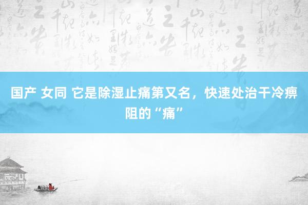 国产 女同 它是除湿止痛第又名，快速处治干冷痹阻的“痛”